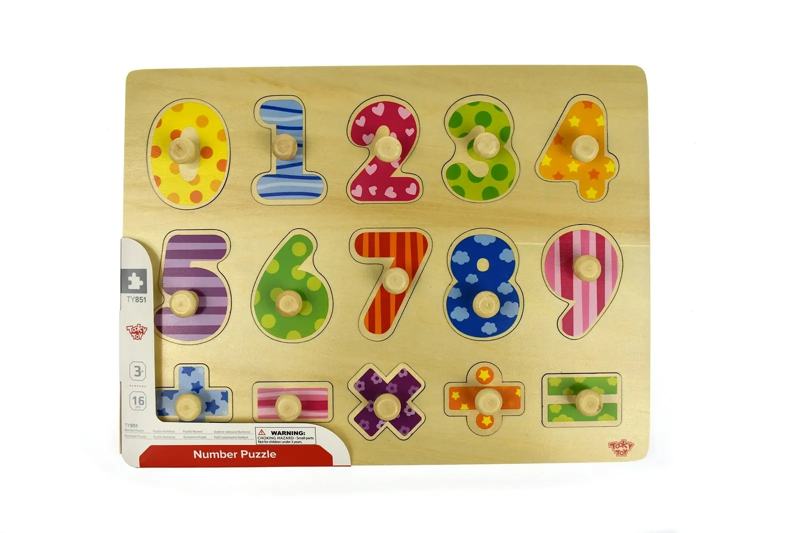 Tooky Toy Wooden Numbers/Equations Kids/Children Maths Learning Peg Puzzle 3+