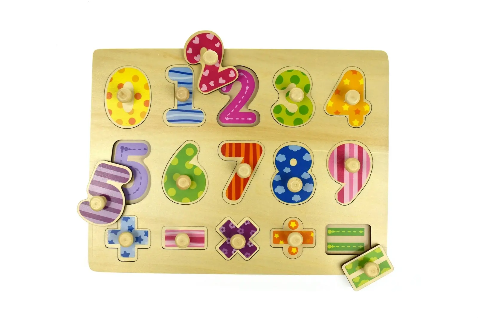 Tooky Toy Wooden Numbers/Equations Kids/Children Maths Learning Peg Puzzle 3+