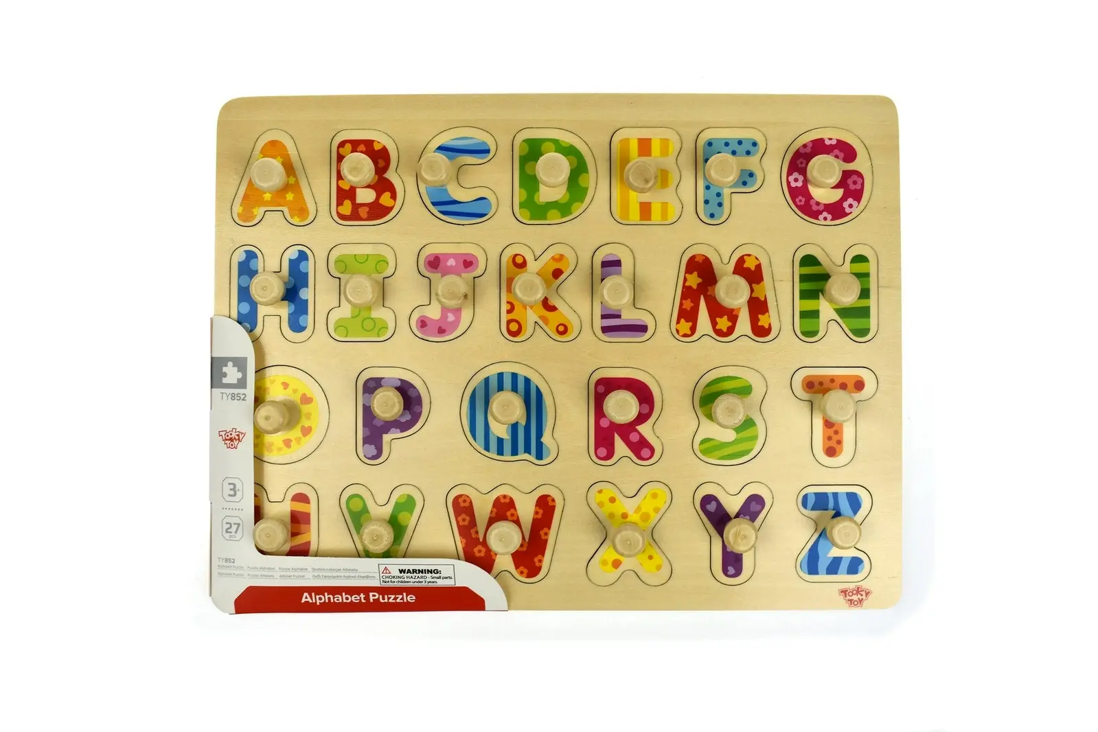 Tooky Toy Wooden English Alphabet Kids/Children Learning Peg Play Puzzle 3+