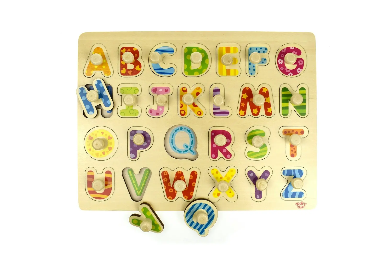 Tooky Toy Wooden English Alphabet Kids/Children Learning Peg Play Puzzle 3+