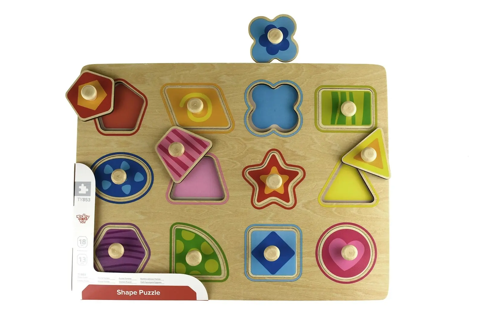 Tooky Toy Wooden Shape Peg Kids/Toddler Learning Play 30cm Puzzle Board 18m+