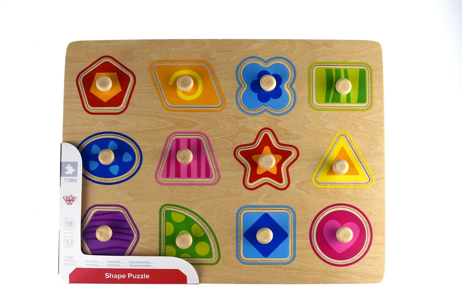 Tooky Toy Wooden Shape Peg Kids/Toddler Learning Play 30cm Puzzle Board 18m+