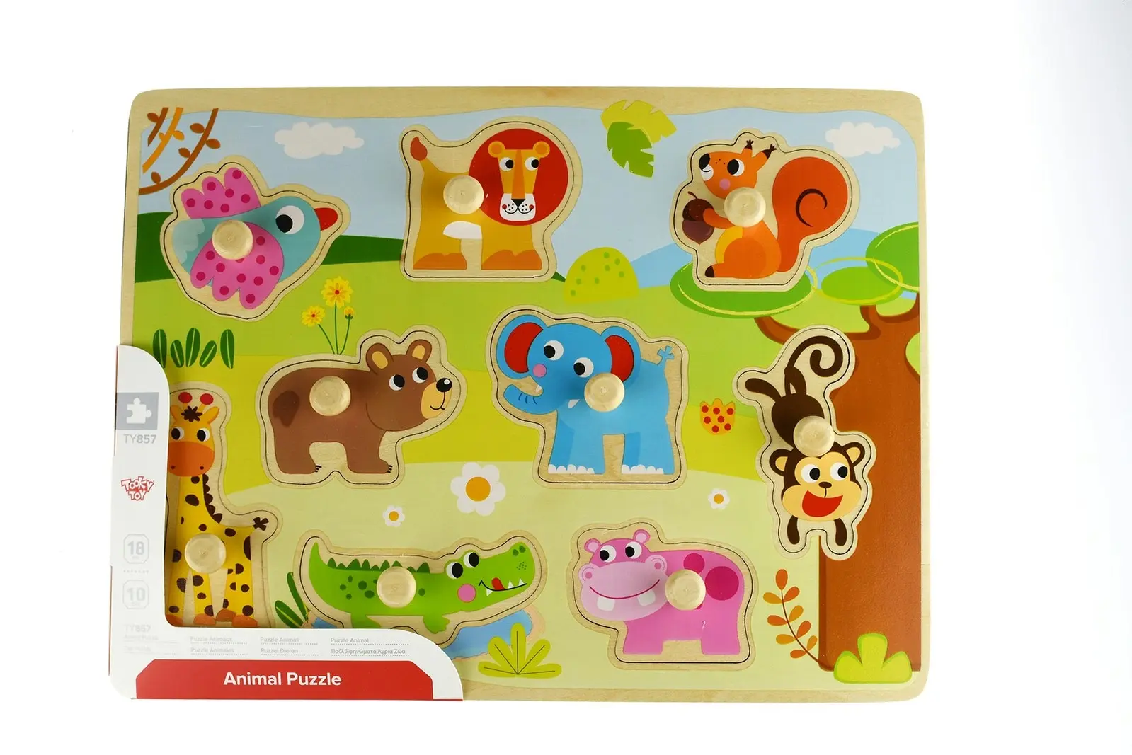 Tooky Toy Wooden Animal Peg Kids/Toddler Learning Play 30cm Puzzle Board 18m+