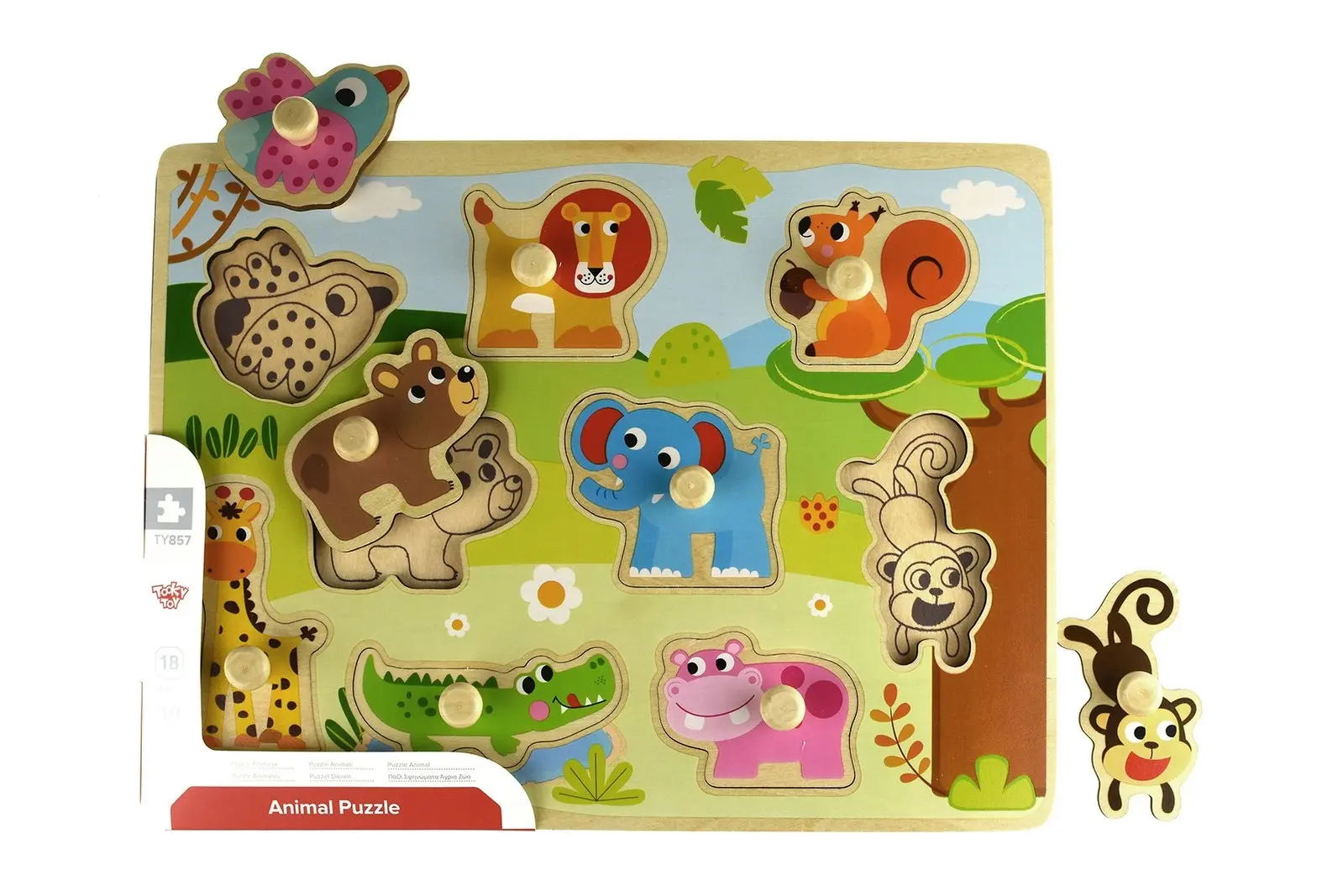 Tooky Toy Wooden Animal Peg Kids/Toddler Learning Play 30cm Puzzle Board 18m+