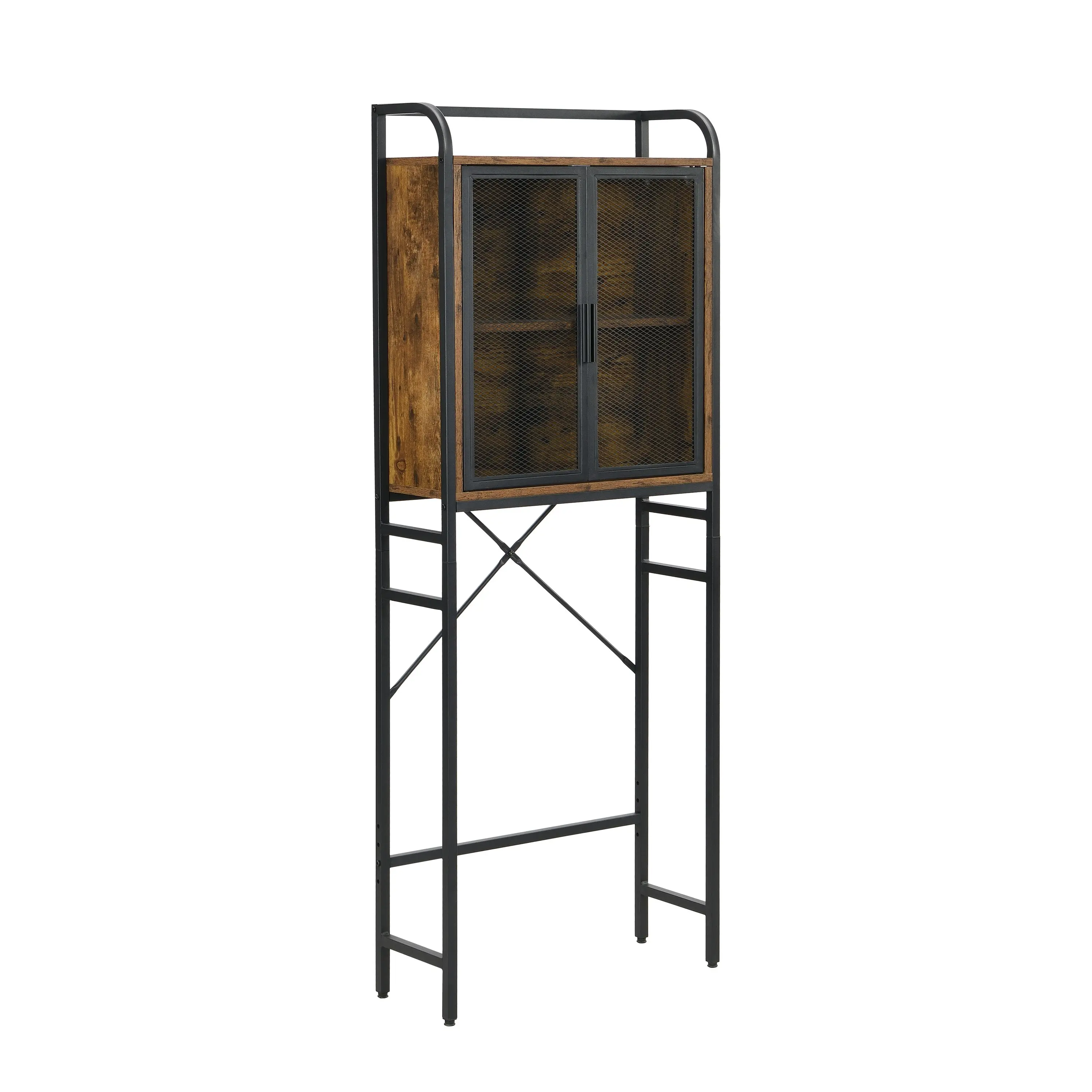 IHOMDEC Freestanding Metal and Wood Industrial Bathroom Storage Cabinet