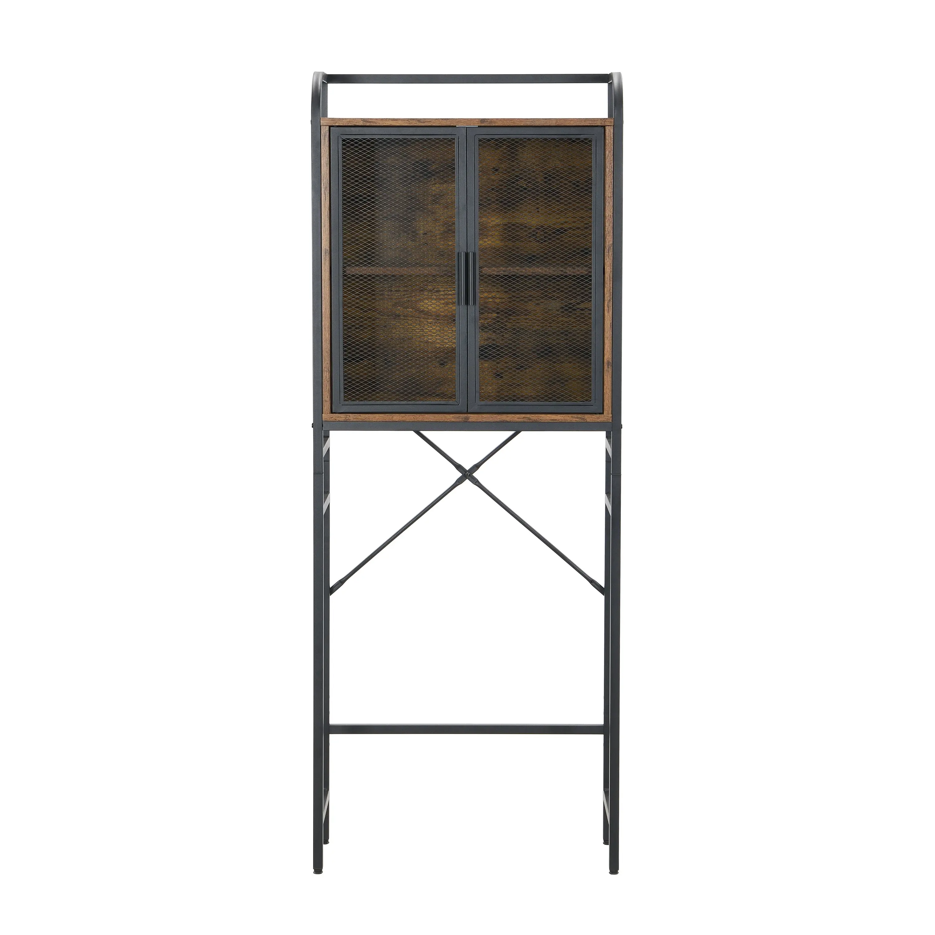 IHOMDEC Freestanding Metal and Wood Industrial Bathroom Storage Cabinet