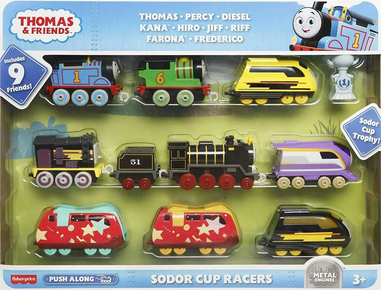 Fisher-Price Thomas & Friends Sodor Cup Racers 9-Pack die-cast Push-Along Toy Train Engines