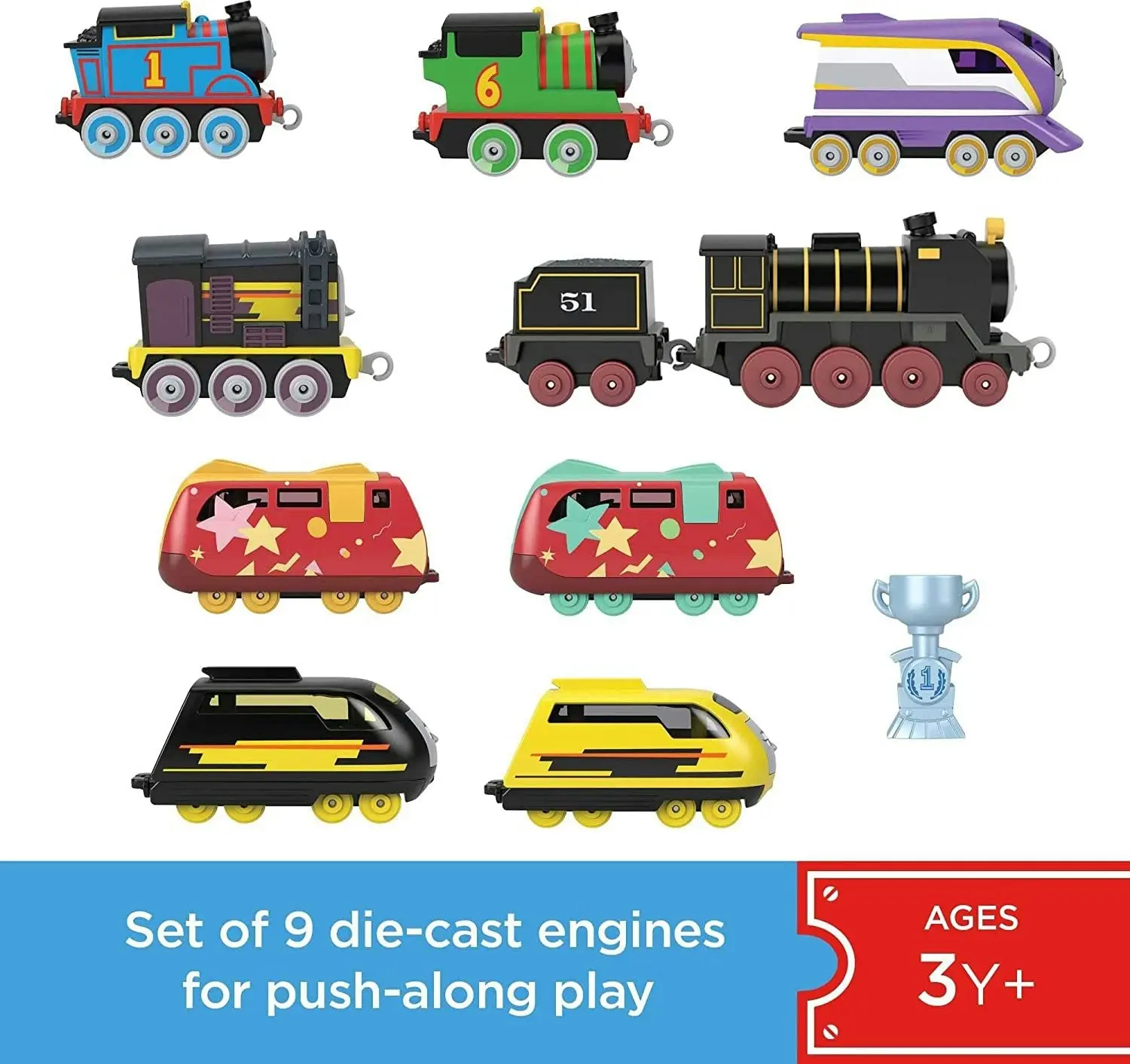 Fisher-Price Thomas & Friends Sodor Cup Racers 9-Pack die-cast Push-Along Toy Train Engines