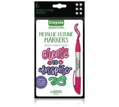 Crayola Signature 6 Count Metallic Outline Paint Markers