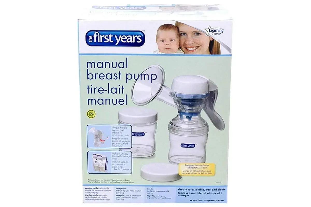 The First Years Baby Manual Breastfeeding Breast Milk BPA Free Pump with 2 Bottles