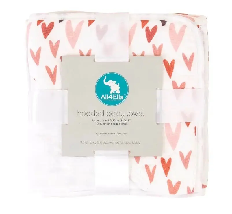 Hooded Towel - Love hearts