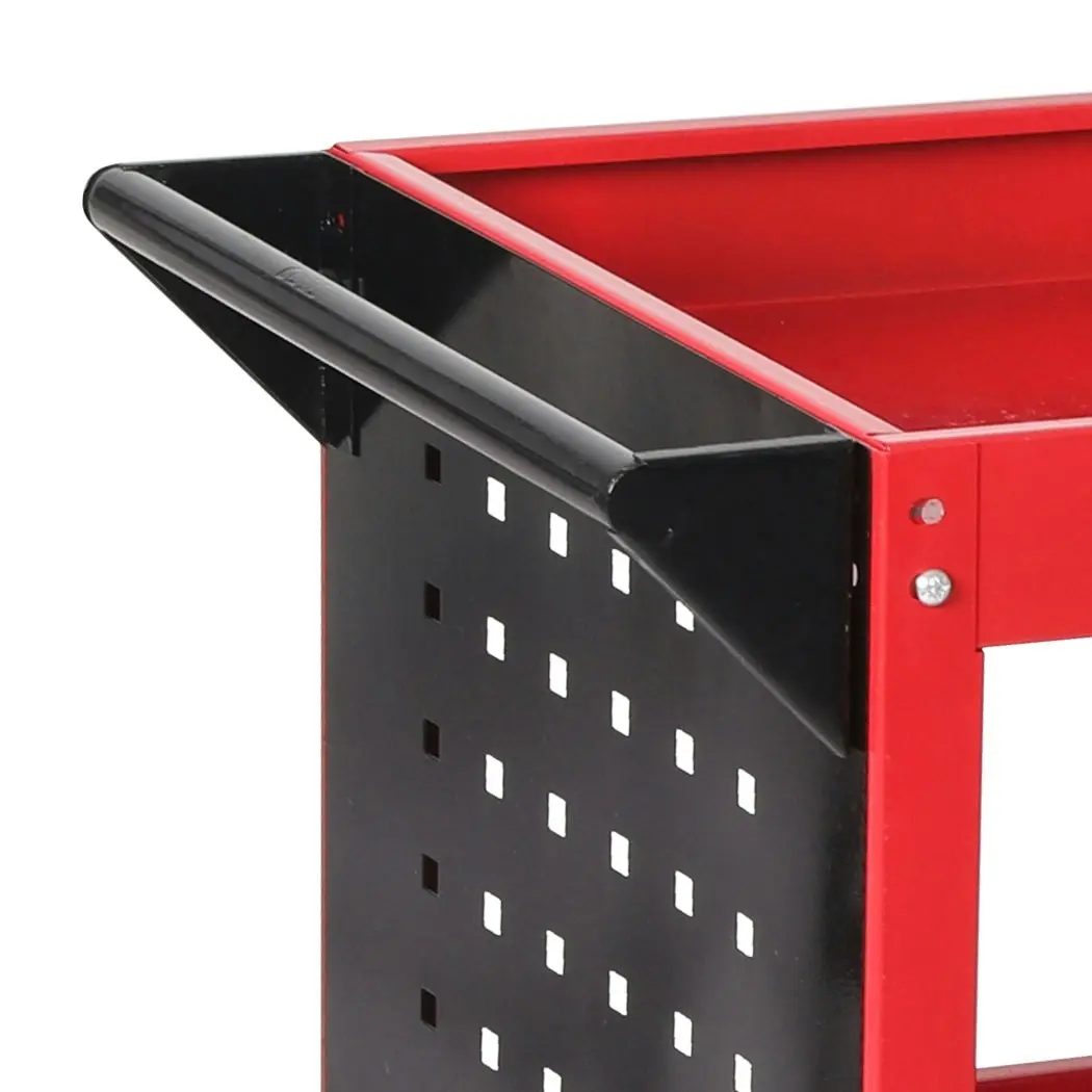 Traderight Tool Trolley Cart 3 Tier Toolbox Workshop Garage Organizer 150kg Red