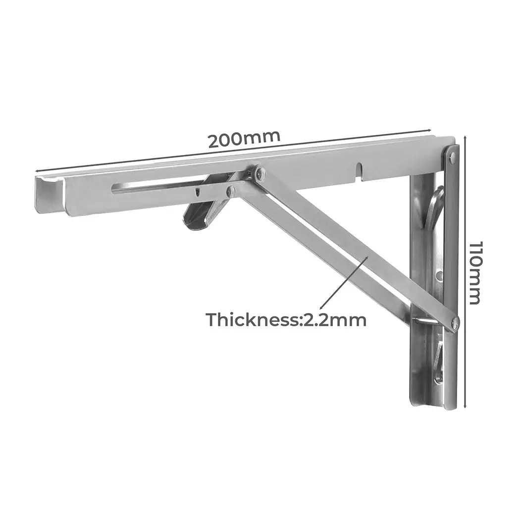 2Pcs 8" Folding Table Bracket Stainless Steel Triangle 150KG Wall Shelf Bench