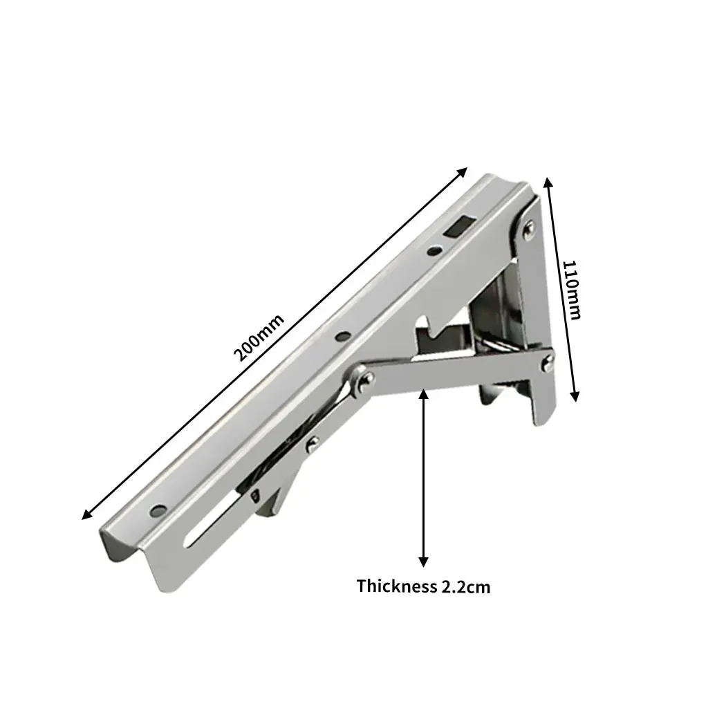 2Pcs 8" Folding Table Bracket Stainless Steel Triangle 150KG Wall Shelf Bench