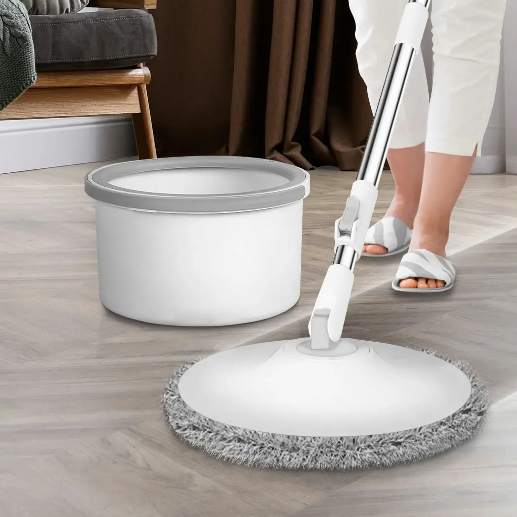 Cleanflo Spin Mop and Bucket Set Dry Wet 360° Rotating Floor Cleaning 2 Heads