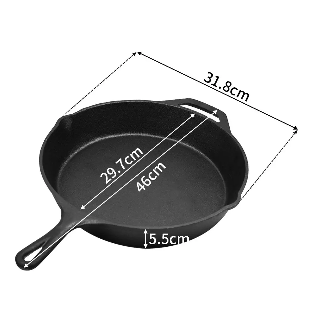 Toque Non Stick Frying Pan Cast Iron Steak Skillet Round BBQ Grill Cookware 30cm