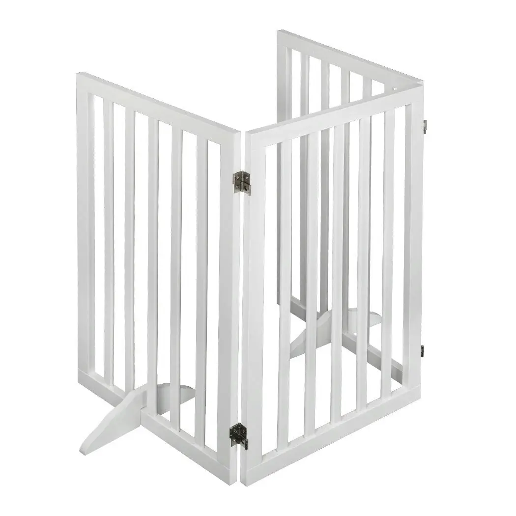 Pawz Wooden Pet Gate Dog Fence Safety Stair Barrier Security Door 3 Panel Large