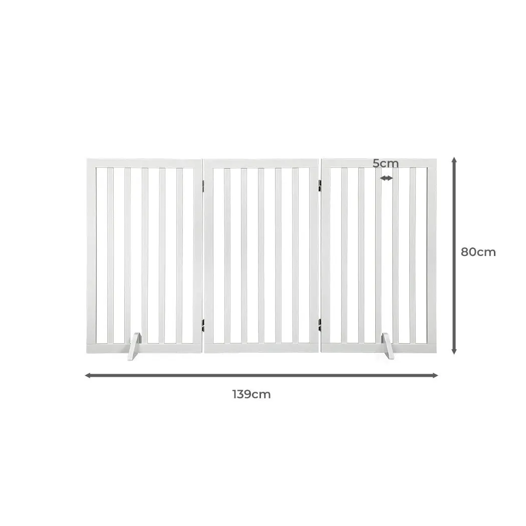 Pawz Wooden Pet Gate Dog Fence Safety Stair Barrier Security Door 3 Panel Large