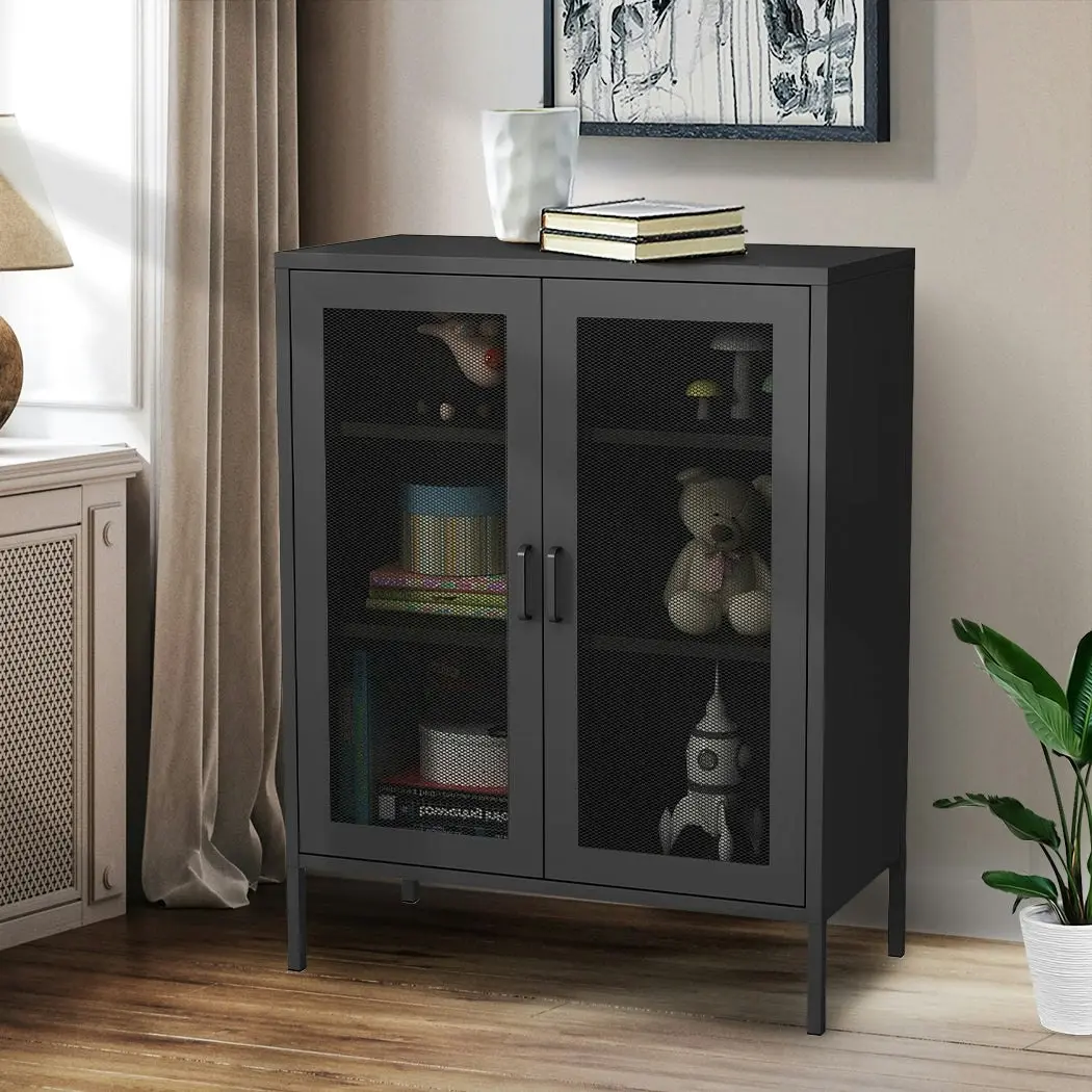 Levede Storage Cabinet Steel Kitchen Cupboard Metal Bookcase Filing Office Black