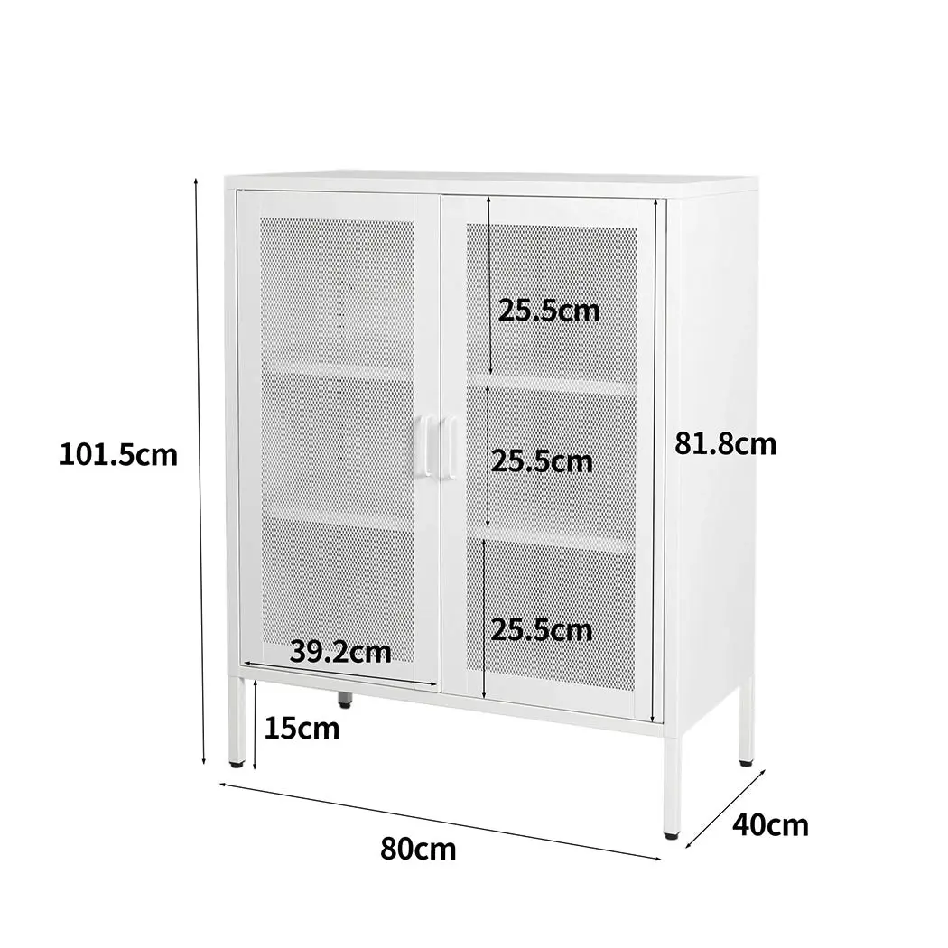 Levede Storage Cabinet Steel Kitchen Cupboard Metal Bookcase Filing Office White