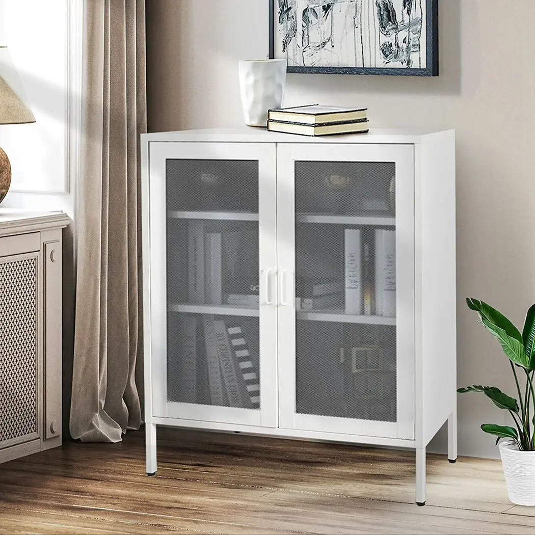 Levede Storage Cabinet Steel Kitchen Cupboard Metal Bookcase Filing Office White