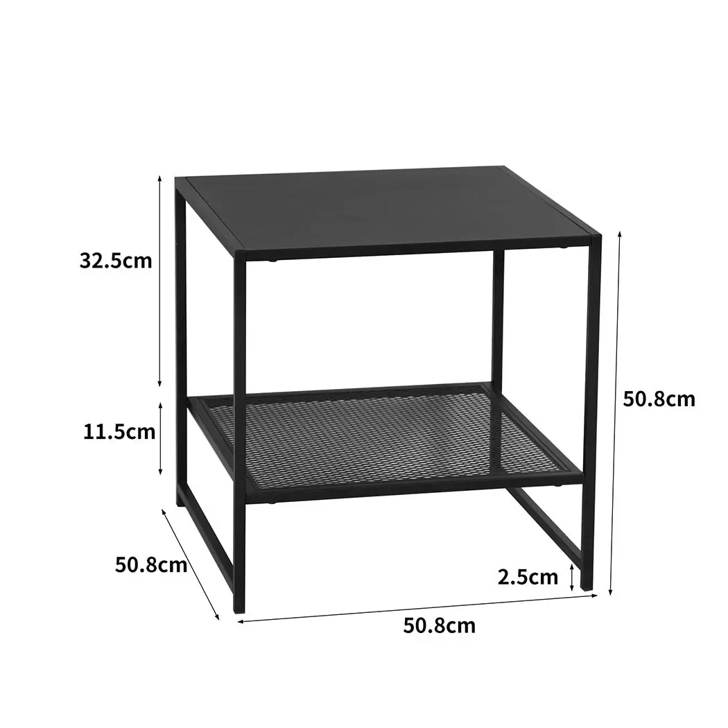 Levede Side Table Sofa End Table Open Design Steel Shelf Compact Storage 2-Tier