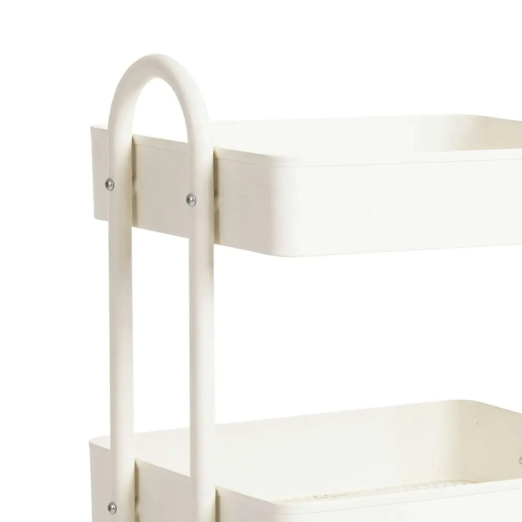 Levede 3 Tiers Kitchen Trolley Cart Steel Storage Rack Shelf Organiser White