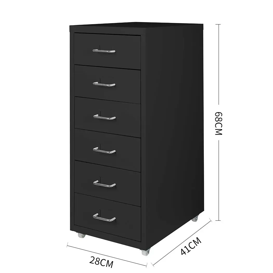 Levede 6 Drawer Office Cabinet Drawers Storage Cabinets Steel Rack Home Black