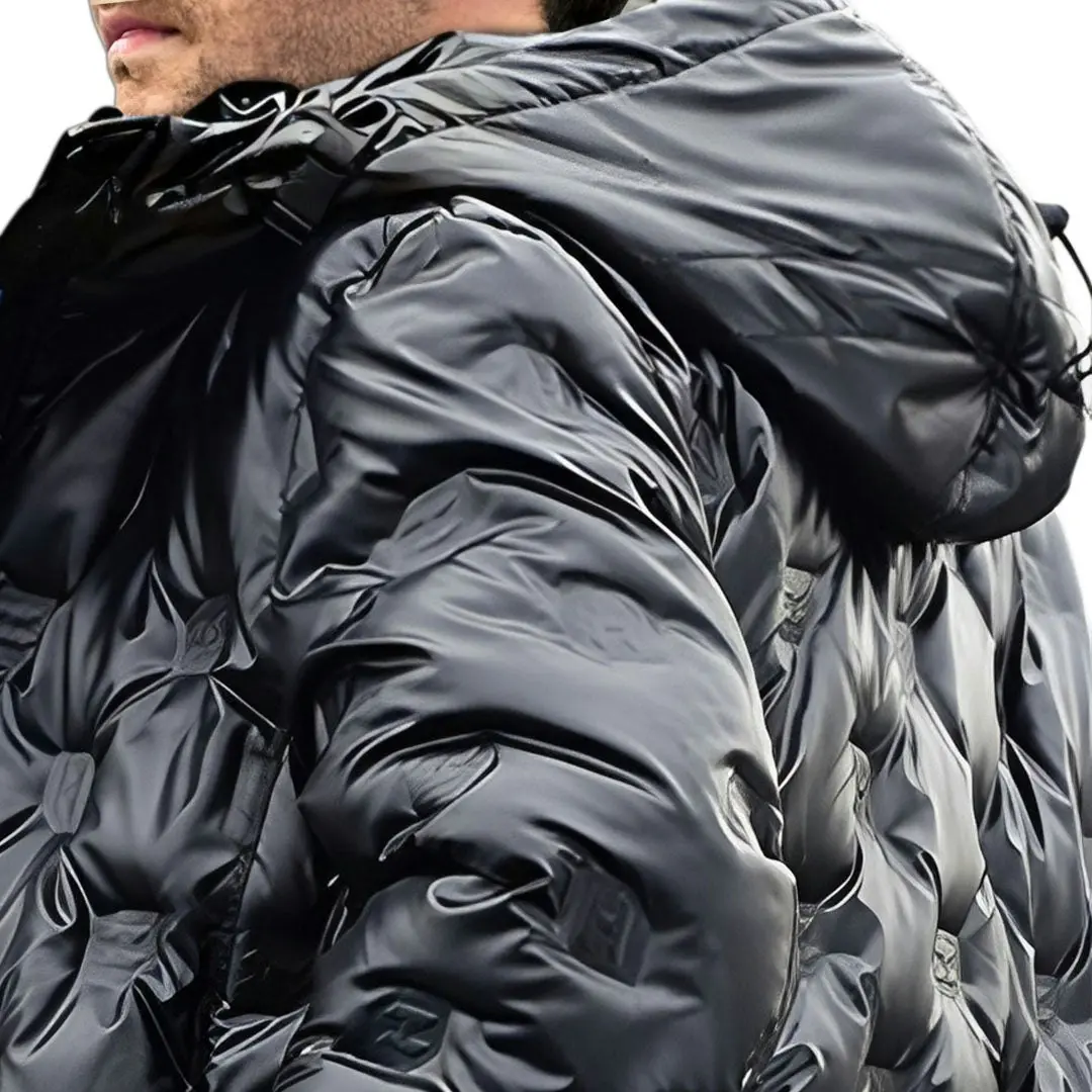 abbee Black Winter Hooded Glossy Overcoat Long Jacket Stylish Lightweight Quilted Warm Puffer Coat