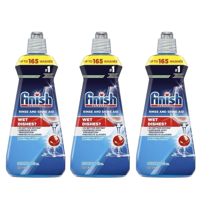 3 Pack Finish Regular Rinse Aid for Dishwashers 500ml