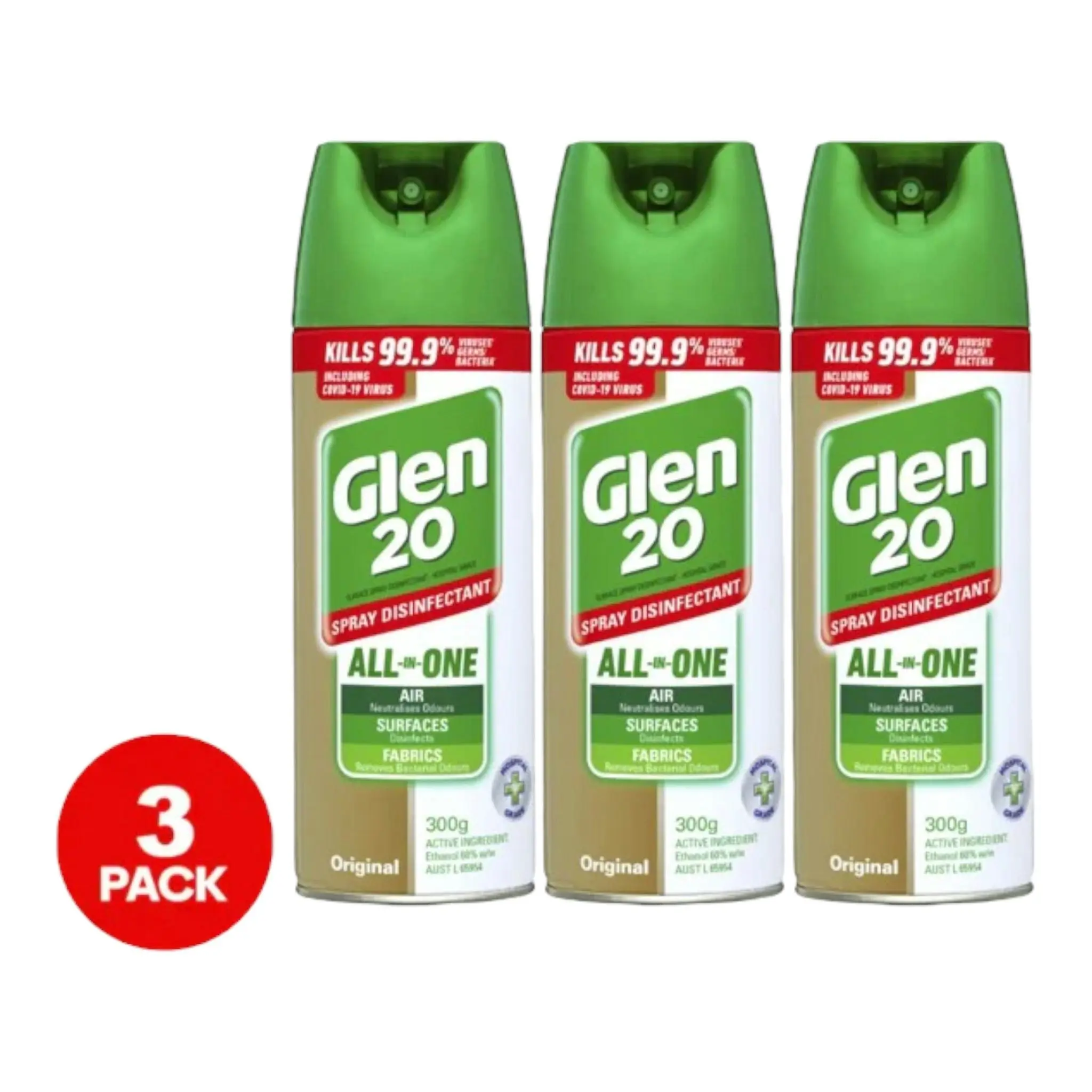 3 x Glen 20 All-In-One Disinfectant Spray Original 300g