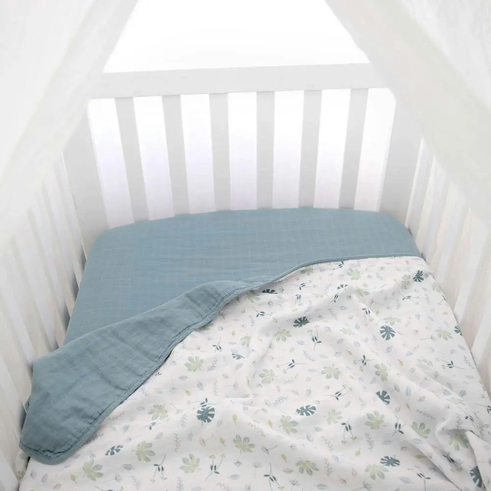 Living Textiles | Organic Muslin Cot Blanket - Banana Leaf