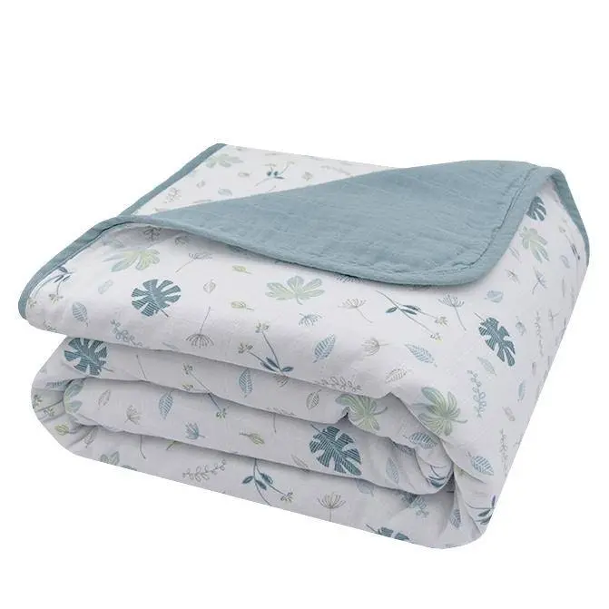 Living Textiles | Organic Muslin Cot Blanket - Banana Leaf