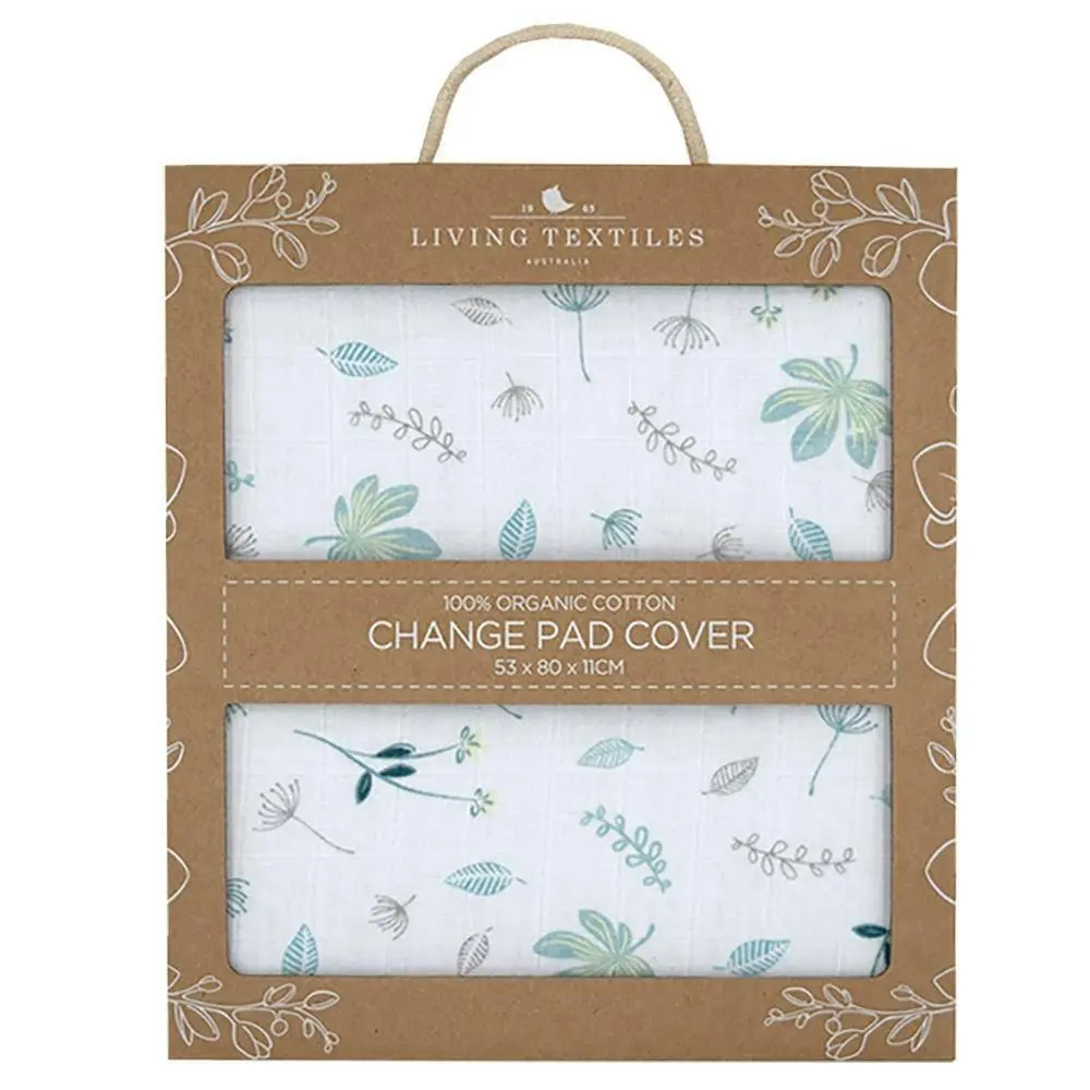 Living Textiles | Organic Muslin Change Pad Cover - Banana Leaf