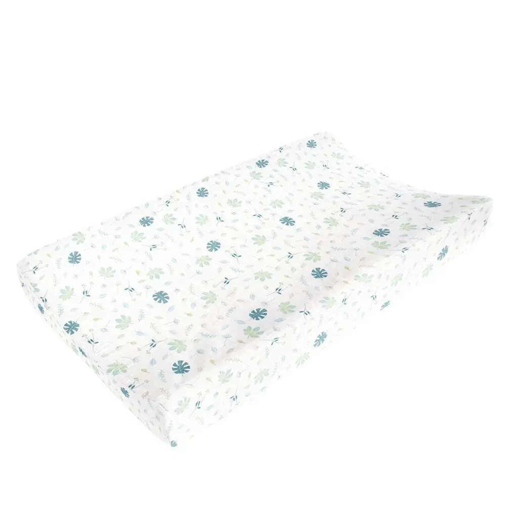 Living Textiles | Organic Muslin Change Pad Cover - Banana Leaf