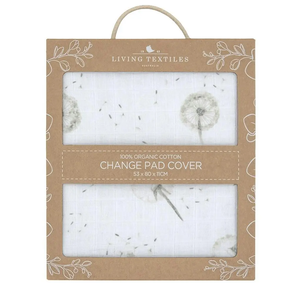 Living Textiles | Organic Muslin Change Pad Cover - Dandelion Grey