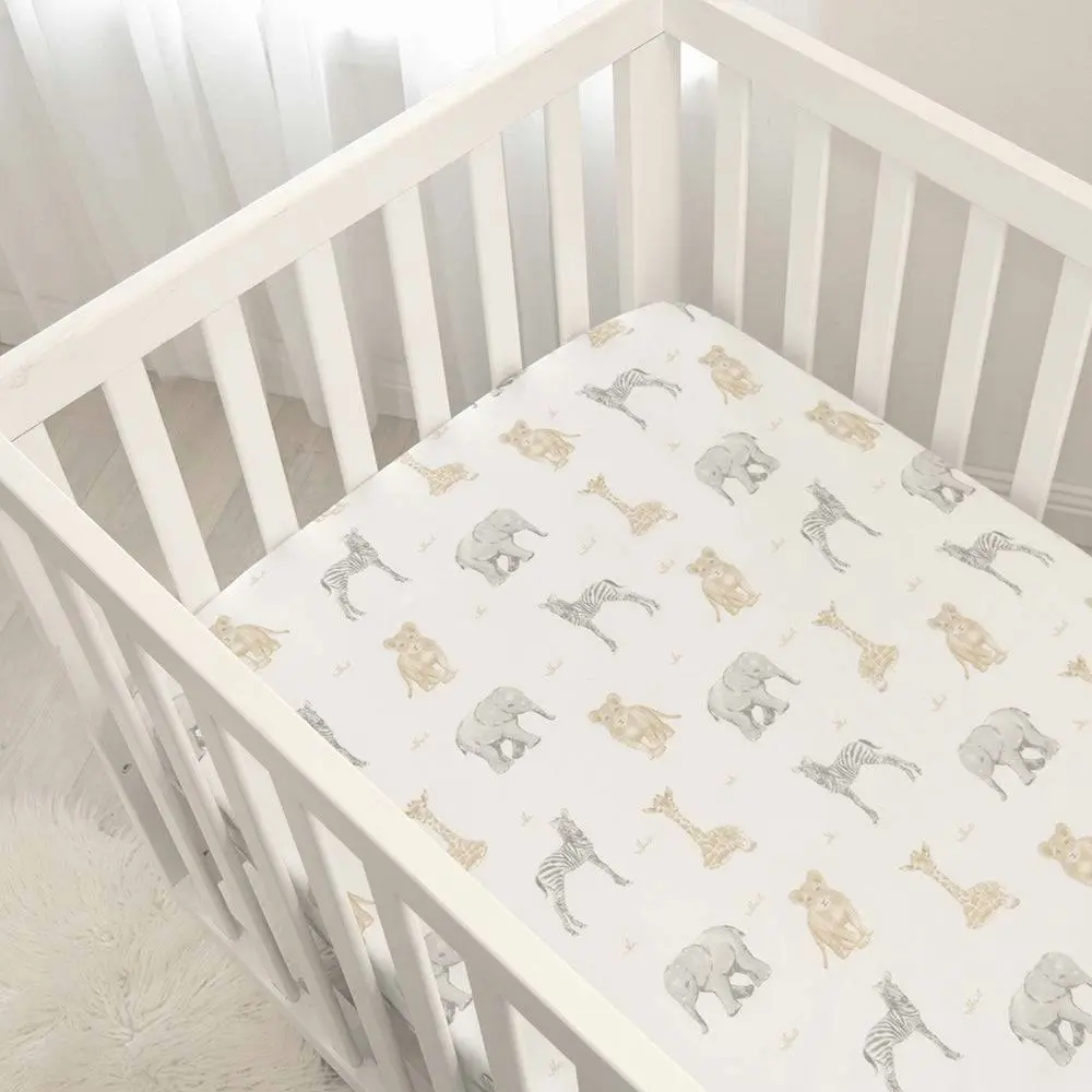 Living Textiles | Jersey Cot Fitted Sheet 2 Pack - Savanna Babies