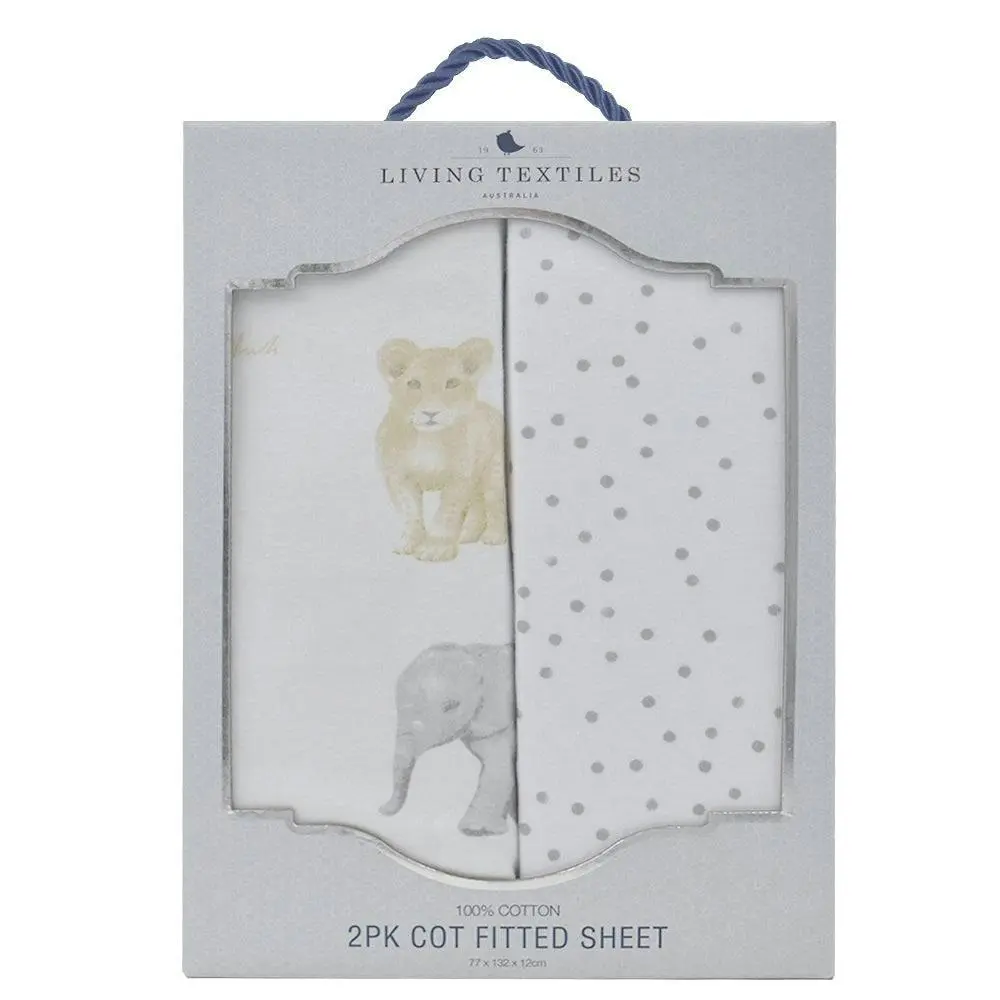 Living Textiles | Jersey Cot Fitted Sheet 2 Pack - Savanna Babies