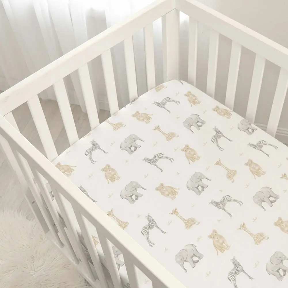 Living Textiles | Jersey Cot Fitted Sheet 2 Pack - Savanna Babies