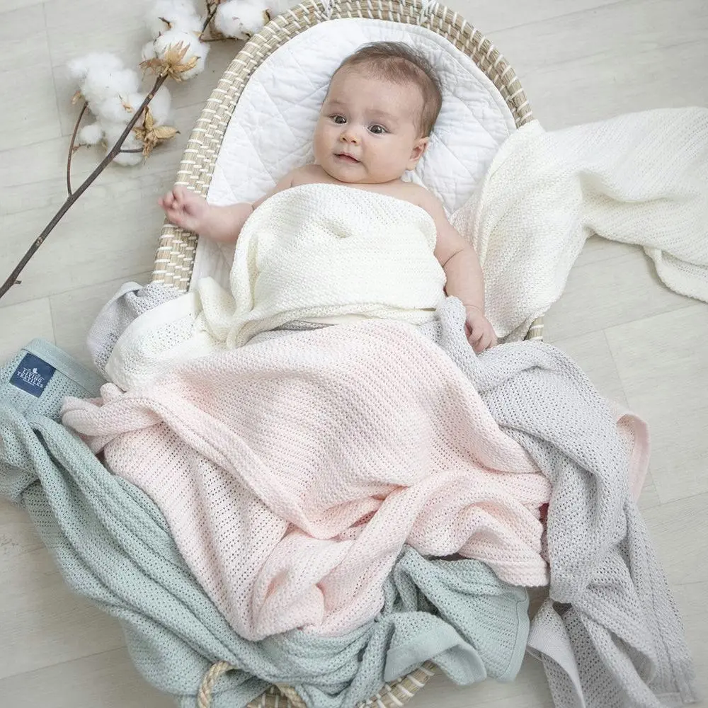 Living Textiles | Organic Cot Cellular Blanket - Sage