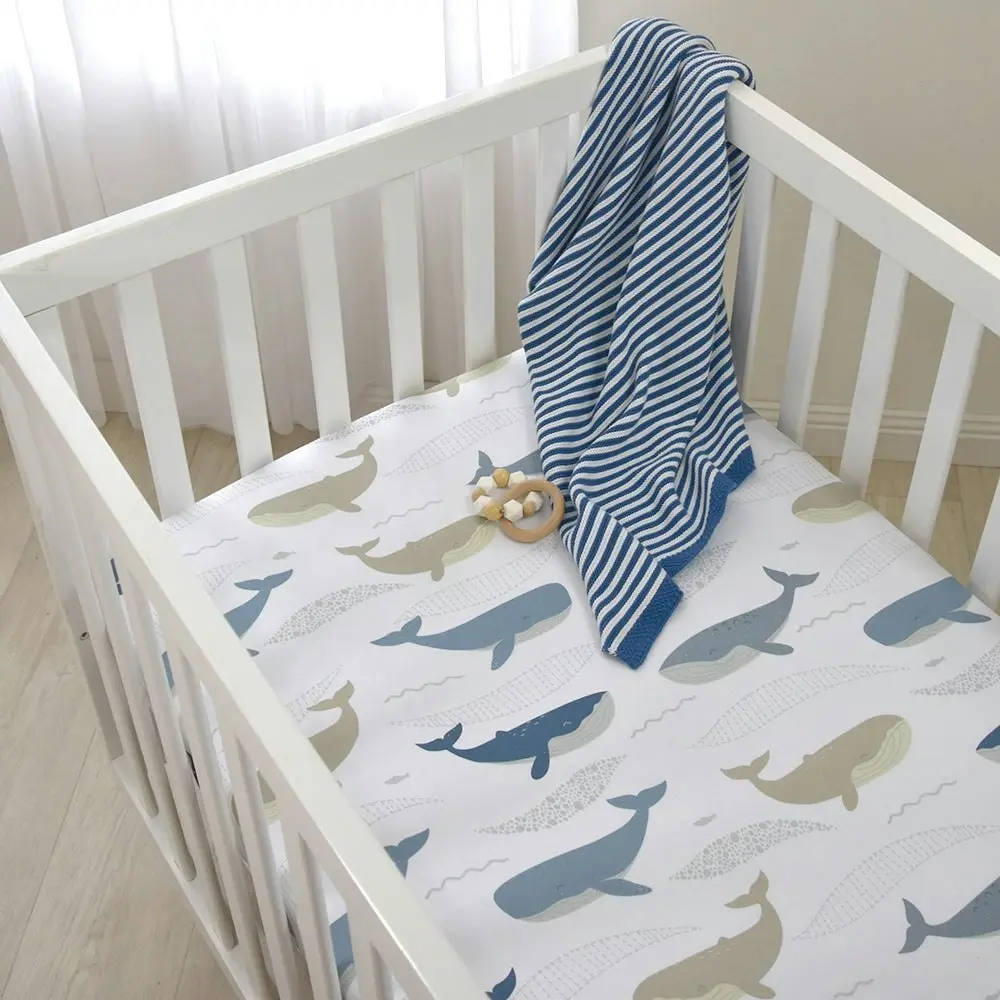 Lolli Living | Cot Fitted Sheet - Whales