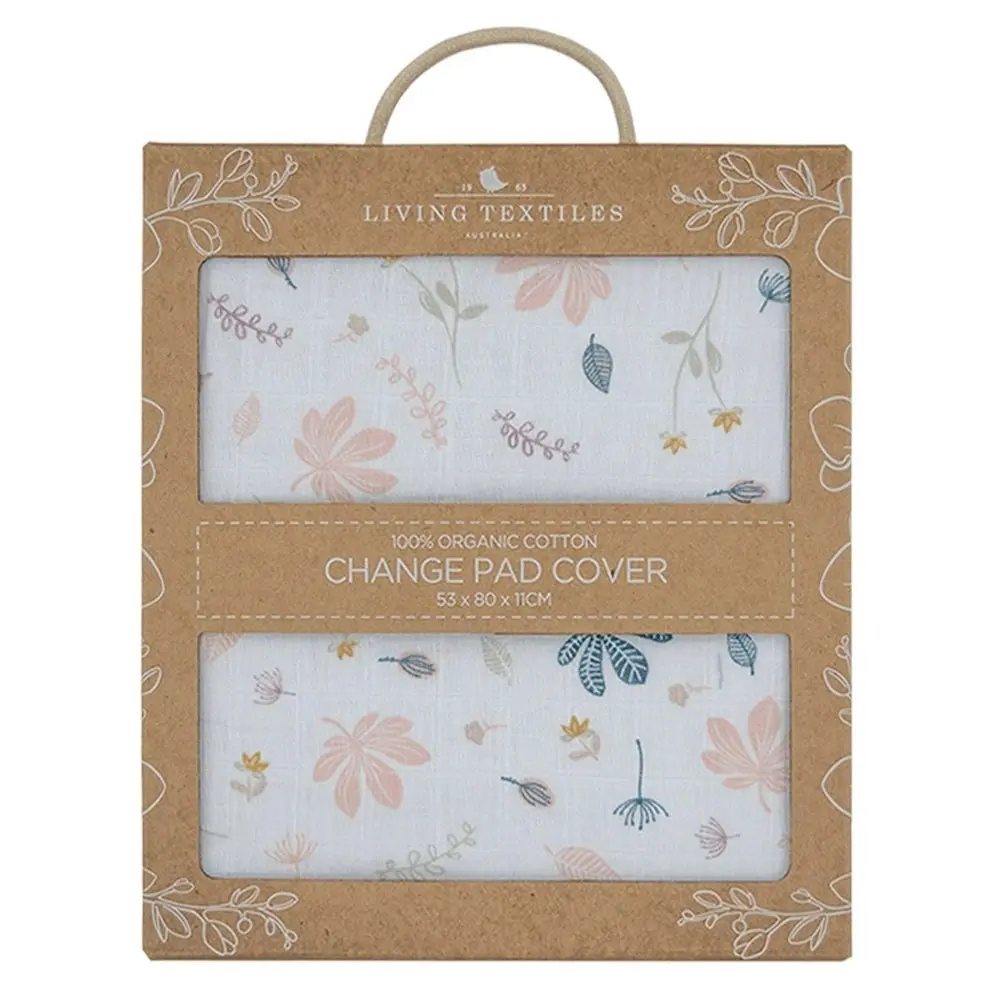 Living Textiles | Organic Muslin Change Pad Cover - Botanical