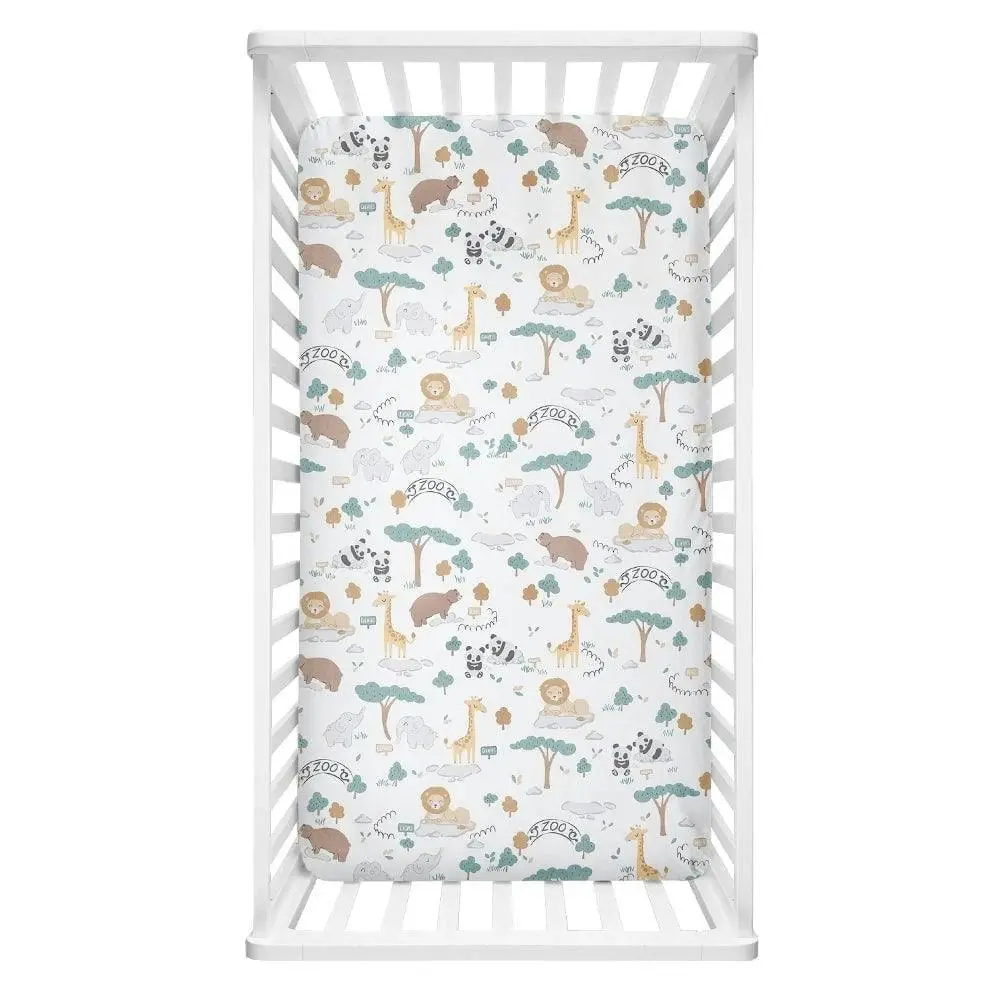 Lolli Living | Cot Fitted Sheet - Day at the Zoo