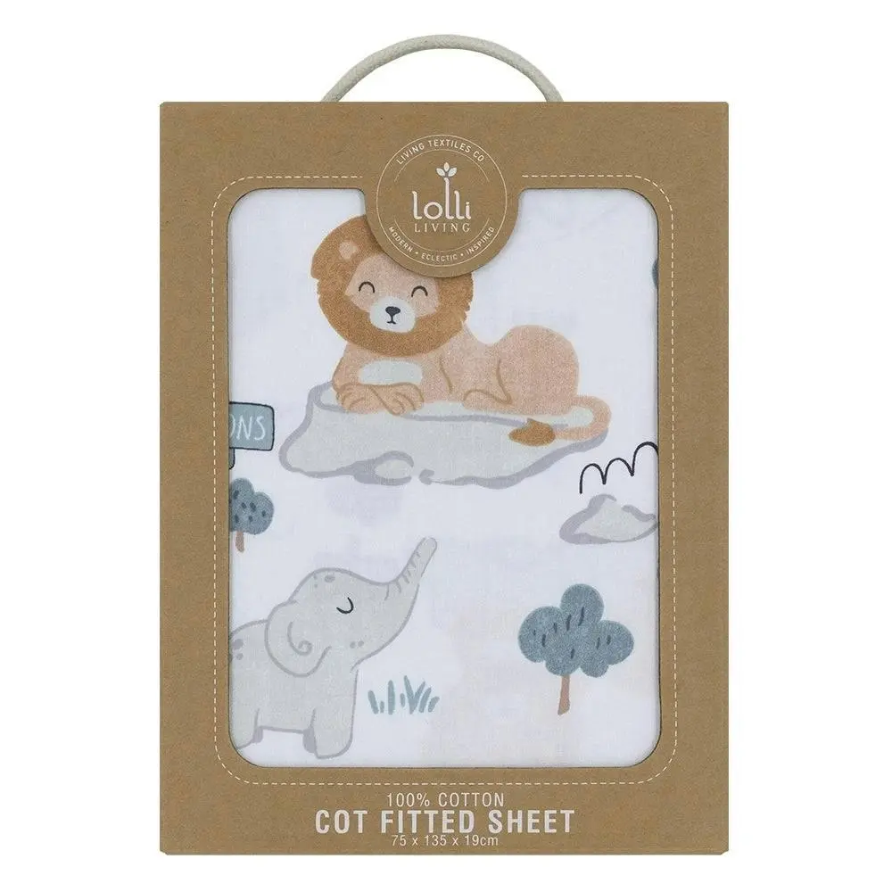 Lolli Living | Cot Fitted Sheet - Day at the Zoo