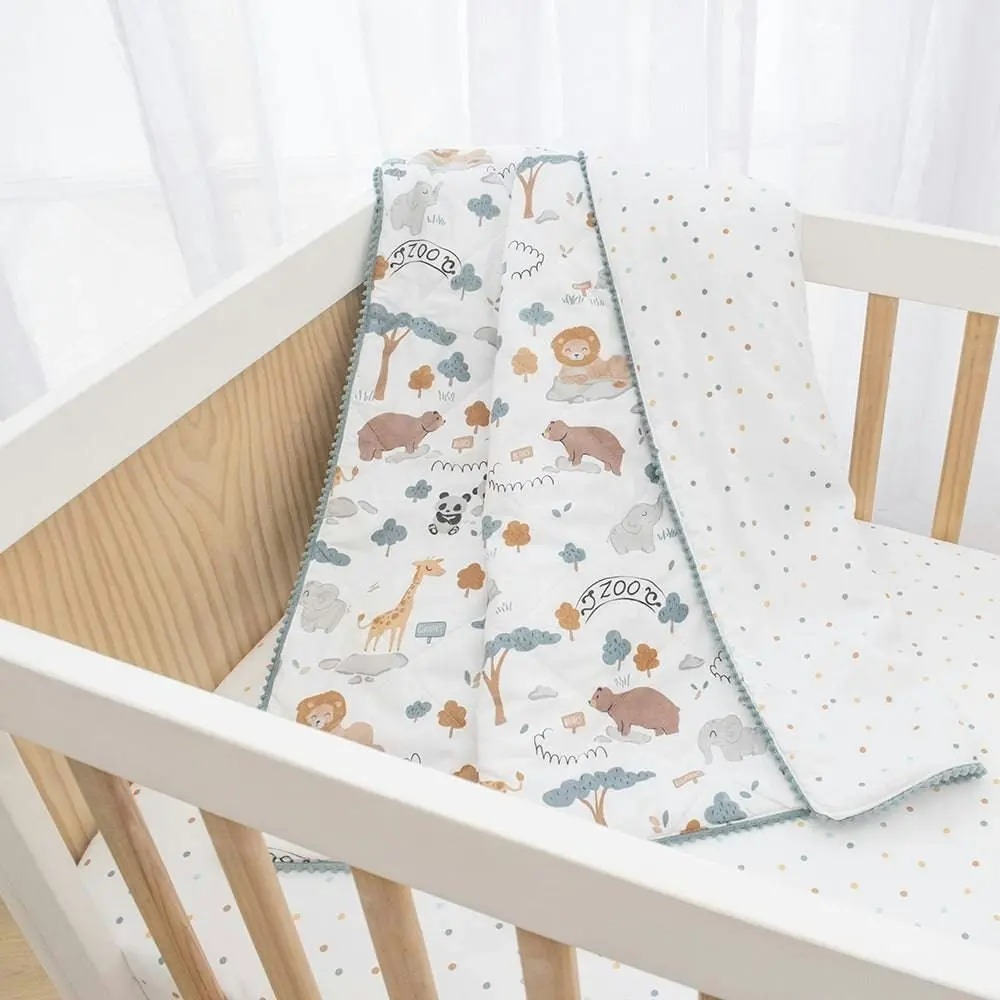 Lolli Living | Quilted Reversible Cot Comforter - Day at the Zoo