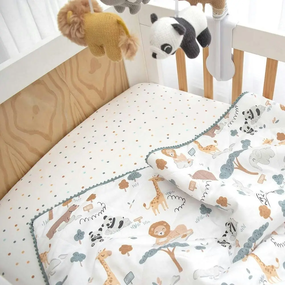 Lolli Living | Quilted Reversible Cot Comforter - Day at the Zoo