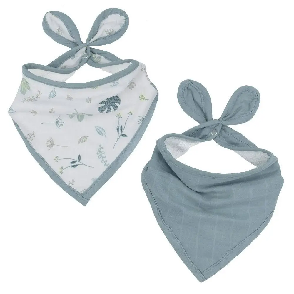 Living Textiles | 2pk Organic Bandana Bib - Banana Leaf