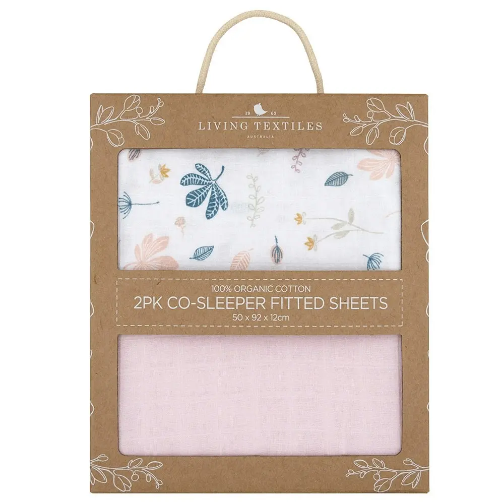 Living Textiles | Organic Muslin 2-pack Bassinet Fit Sheet - Botanical