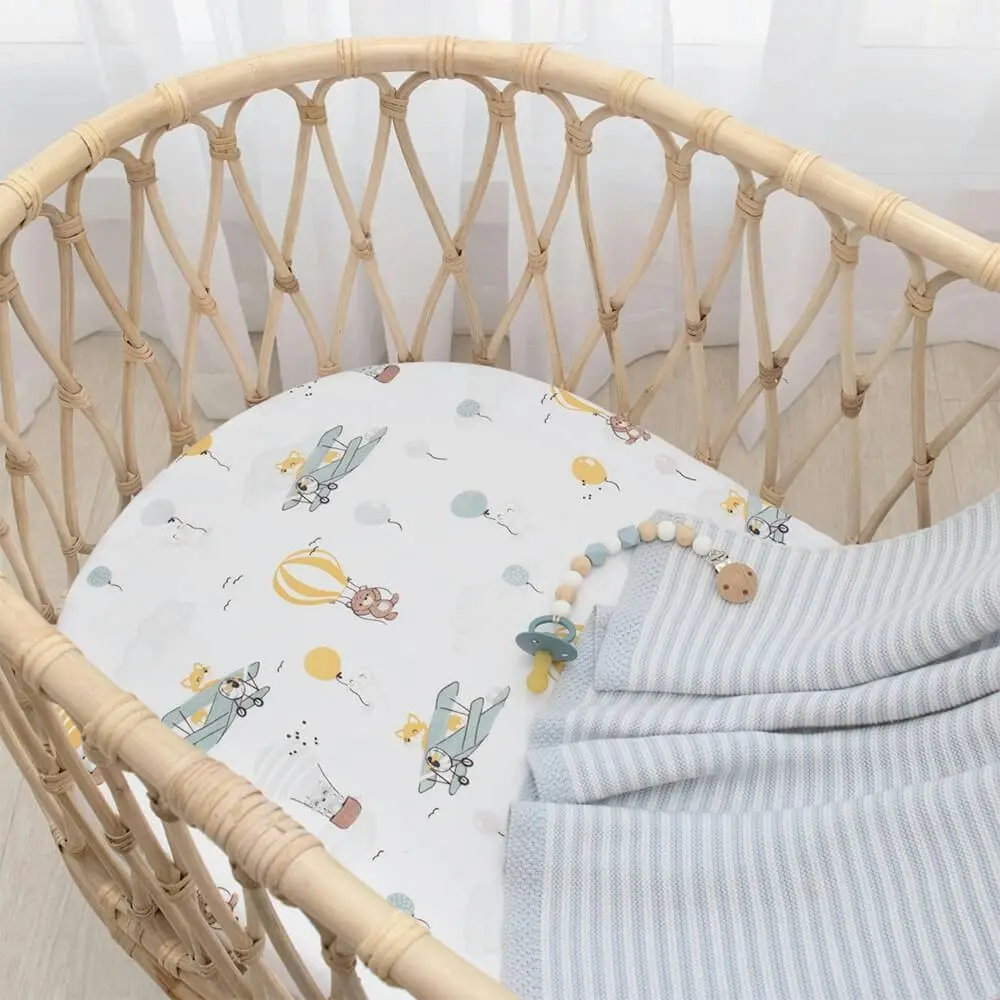 Living Textiles | 2pk Bassinet Fitted Sheets - Up Up & Away