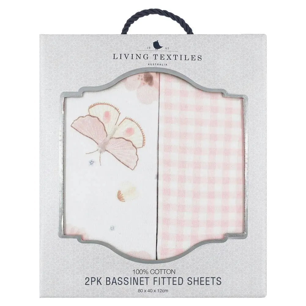 Living Textiles | 2pk Bassinet Fitted Sheets - Butterfly Garden